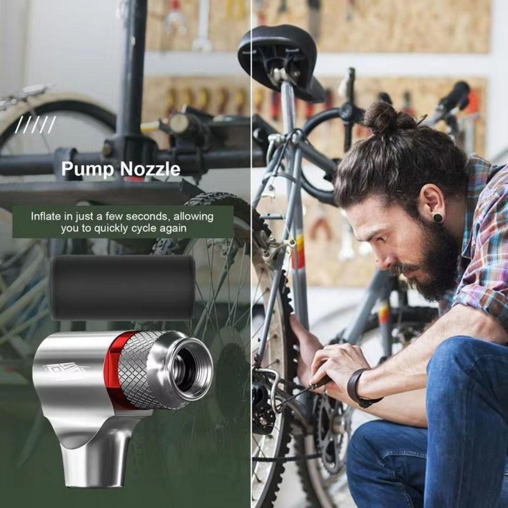 Aluminum Zinc Zinc Alloy Bike Pump Inflator Presta Valves Inflation Mouthpiece Rust-proof CO2 Mini Pump MTB