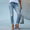 Women's Skinny Ripped Jeans Mid Rise Distressed Destroyed Denim Pants with Pockets Stretchy Slim