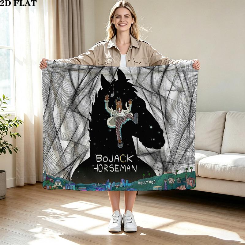 Bojack Horseman Print Flannel Blanket High Quality Warm Comfortable Cover for All Seasons Perfect for Gifts Home Decor