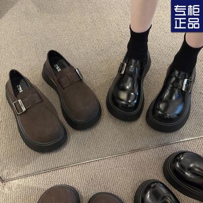 Весна и Осень новая обувь на платформе с маффинами, повседневная одинарная обувь, маленькие кожаные туфли, колледж, британский стиль, женщины