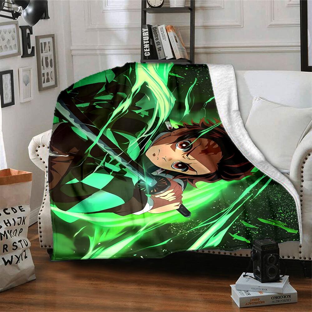 1pc Kamado Tanjiro Blanket, Gift, for Men and Women, Soft Blanket, Good for Sofa Bed Couch Travel, Lightweight Flannel Blanket