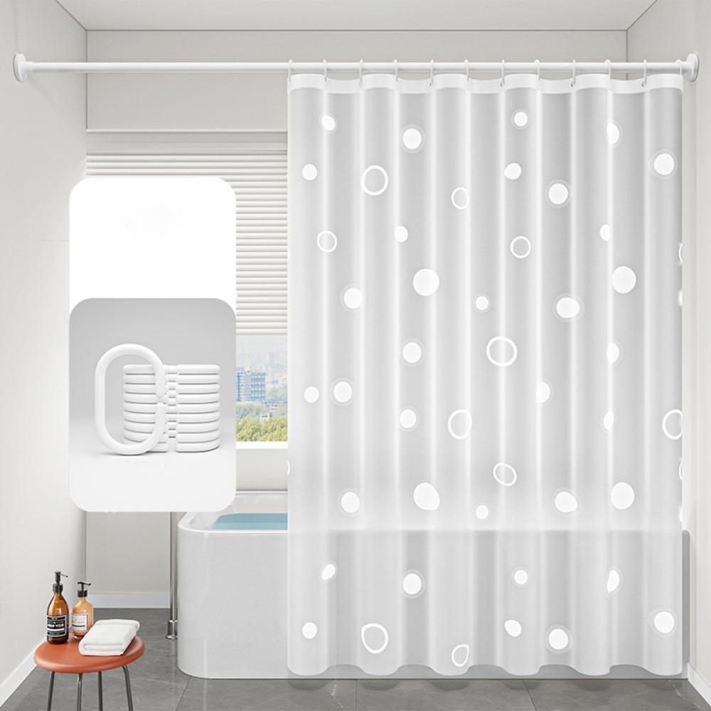 Modern EVA Waterproof Shower Curtain with Hooks Translucent Bath Curtain Thick No Drilling Toilet Curtain Bathtub