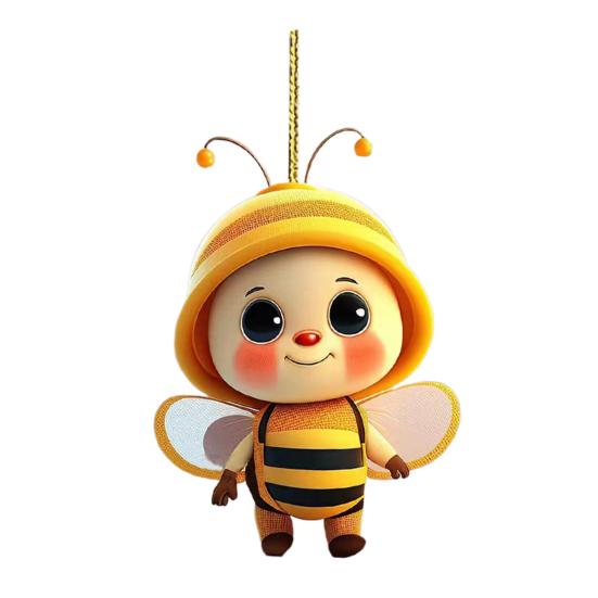Acrylic Bee Hanging Decoration Single Side Printed Little Bee Ornament Car Rearview Mirror Keychain Pendant