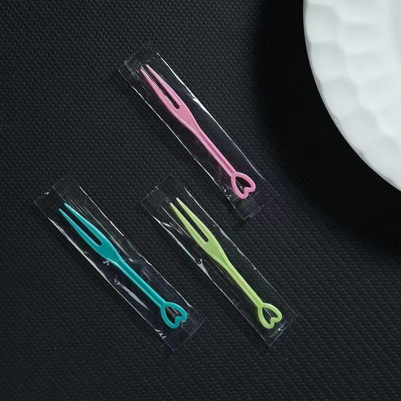 Transparent Disposable Fruit Forks for Cake, KTV, Bar, Household Use
