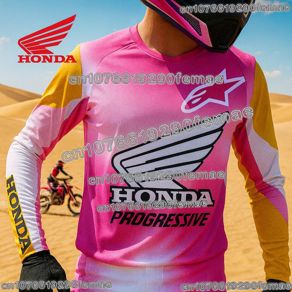 Honda Motorcycle Long Sleeve Jersey Quick Dry Breathable Comfortable Riding Shirt for Dirt Bike Mountain Racing Enthusiasts
