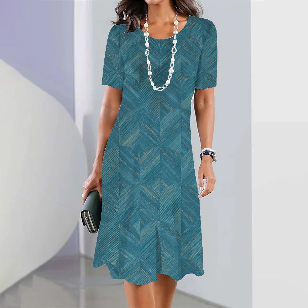 Летнее женское длинное платье с круглым вырезом, длинное платье для женщин, повседневное платье для отдыха на пляже с коротким рукавом, элегантное свободное платье