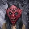 Horror Movie Character Headgear Halloween Satan Devil Mask, Realistic Full Head Latex Costume with Long Breathable Mask Horns And Fangs, Scary Cosplay