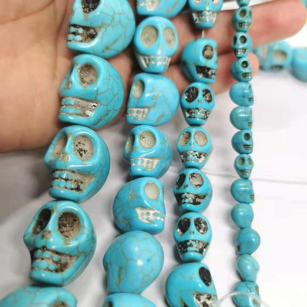DIY Skull Shape 15*18 mm Howlite Dyed Stone Mix-color Turquoise Carved Skull Shape Loose Beads ,For DIY Jewelry Making
