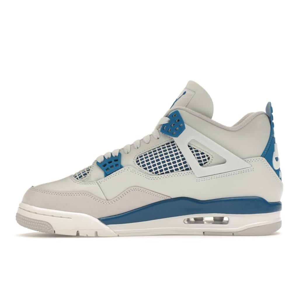 Air Jordan 4 Retro Military Blue 2024 Unisex Sneakers Cream Off-White Neutral-Grey FV5029-141
