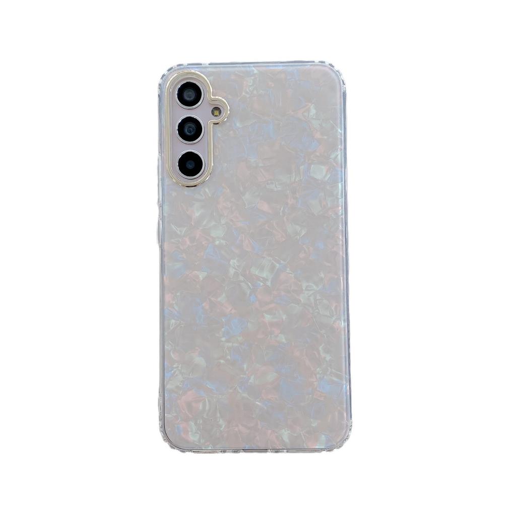 S25ultra Чехол с узором ракушки для мобильного телефона Подходит для Samsung S23 Ultra Гальванизированное кольцо для объектива A56 Противоударный Полный S22