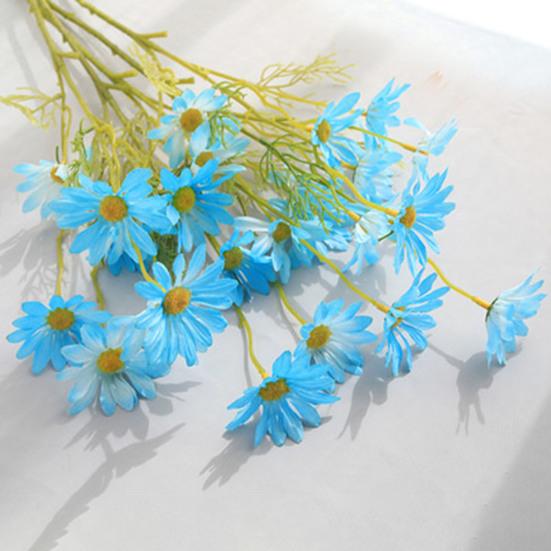 Искусственные цветы Букет хризантем 2 или 5 стеблей 21 дюйм Реалистичный шелк пластик Симуляция Дизайн Устойчивый к УФ Выцветанию Поддельные цветы Дом