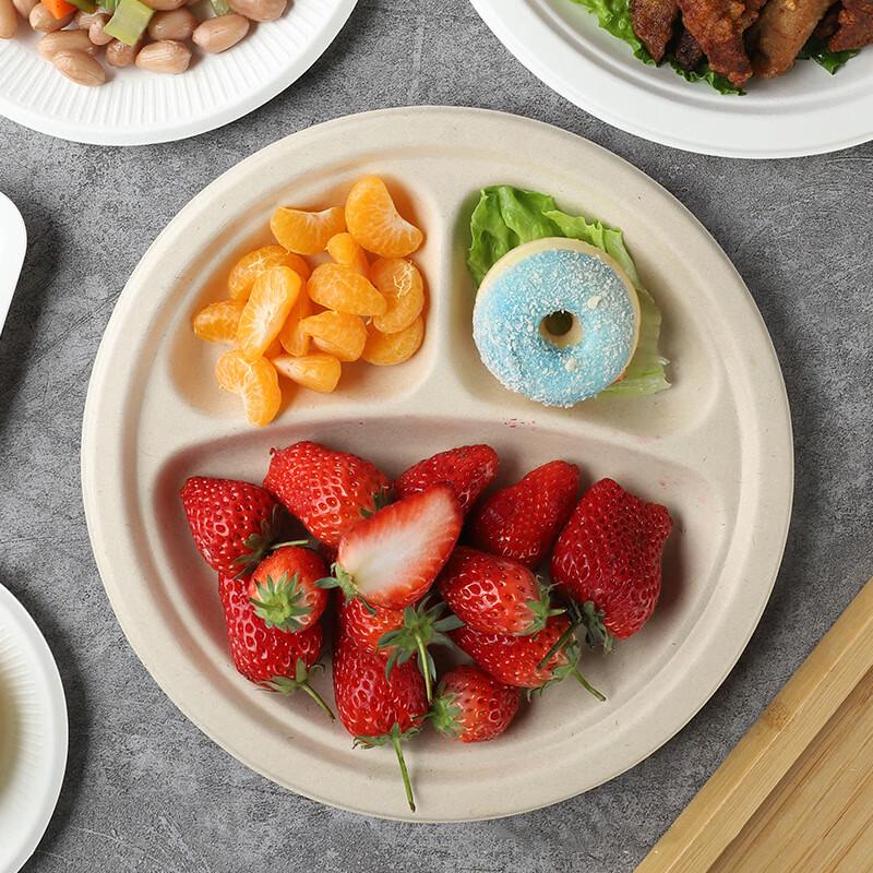 9-inch 3-Compartment Disposable Pulp Plates