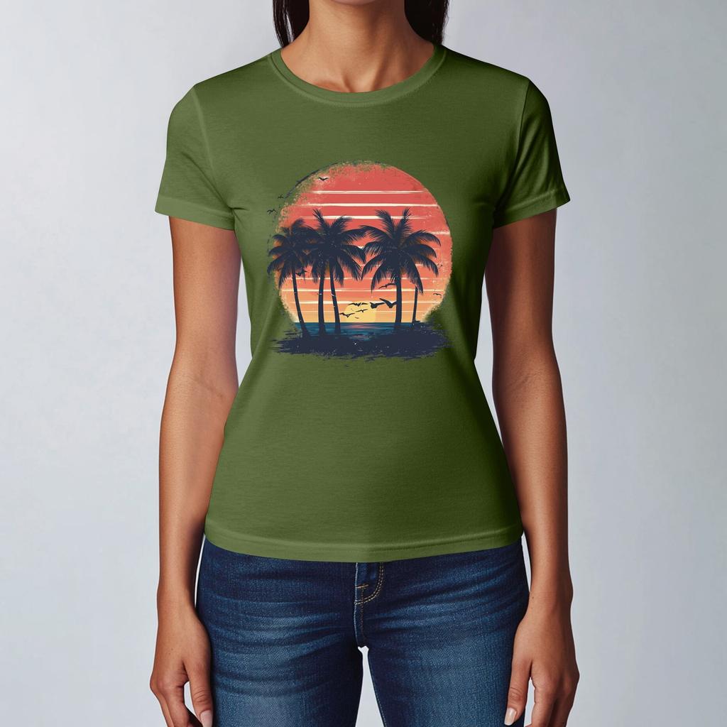 Women's Round Neck Casual Printed Short-sleeved T-shirt Top