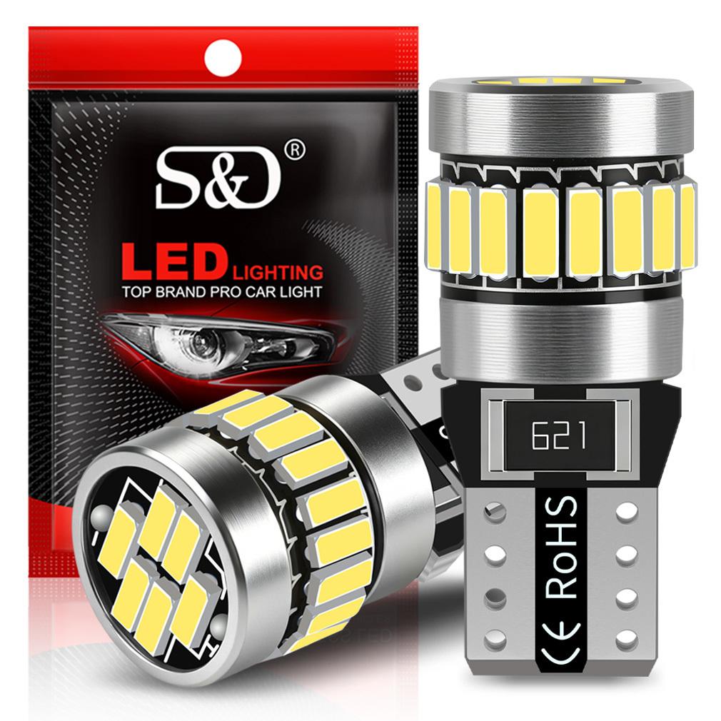 2 шт. Светодиодные лампы W5W T10 Canbus 4014 24SMD 168 194 LED 5W5 Для салона автомобиля, купола, чтения, подсветки номерного знака, сигнальная лампа 6000K Белый