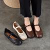 Genuine Leather Flat Sandals Soft Soled Round Toe Hollow-out Breathable Women's Shoes
