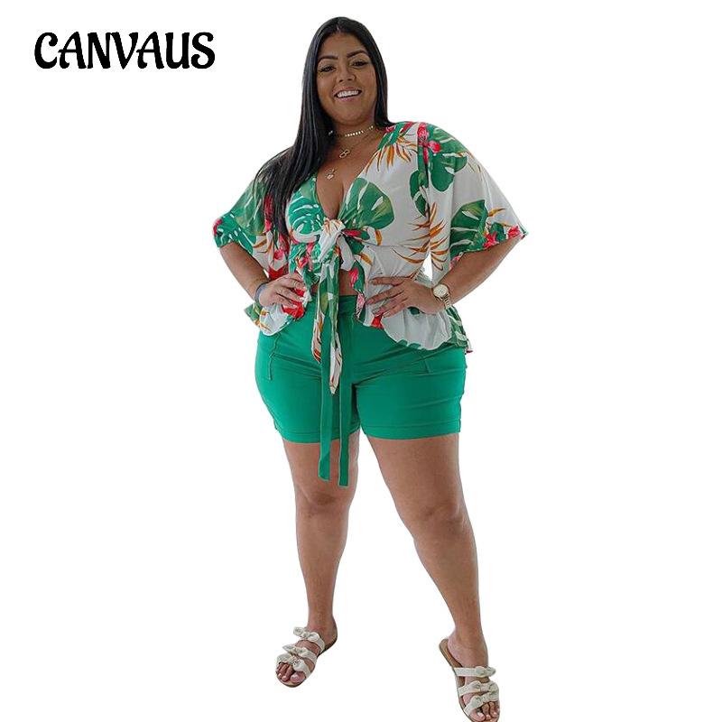 Летний женский комплект шорт. Комплект шорт большого размера. Повседневная футболка с принтом. Шорты. Комплект из двух предметов.