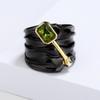 925 Silver Two -Tone Inlaid Topaz Green Zircon Ring Special Design Black Gold Engagement Ring Jewelry Gift