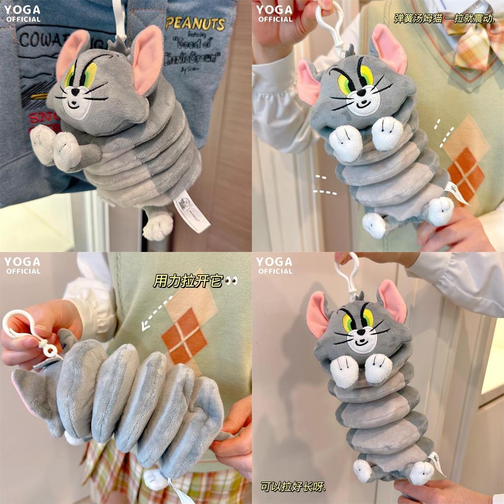 Плюшевая игрушка Hugkis Том Кот, фигурка с вибрирующей пружиной, милый мультяшный кулон-кукла для подвешивания, высота 13 см, авторизованное издание