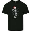 A Christmas Skeleton Wearing a Xmas Hat Skull Mens Light Cotton T-Shirt