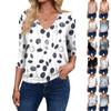 Women's Fashion Casual V-Neck Three-Quarter Sleeve Print Top