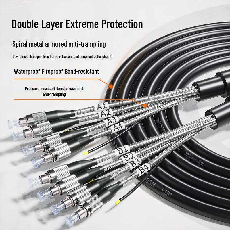 Outdoor Armored Single-Mode 4-Core FC-FC Fiber Optic Cable