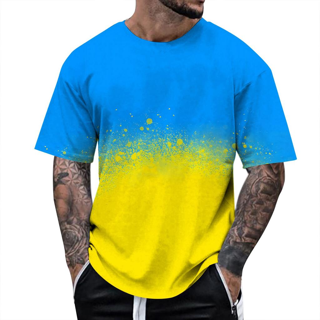 Summer Fun 3D Pattern Tie Dyeing T-shirt Color Painting 3D Printing Men's T-shirt Short Sleeve Top