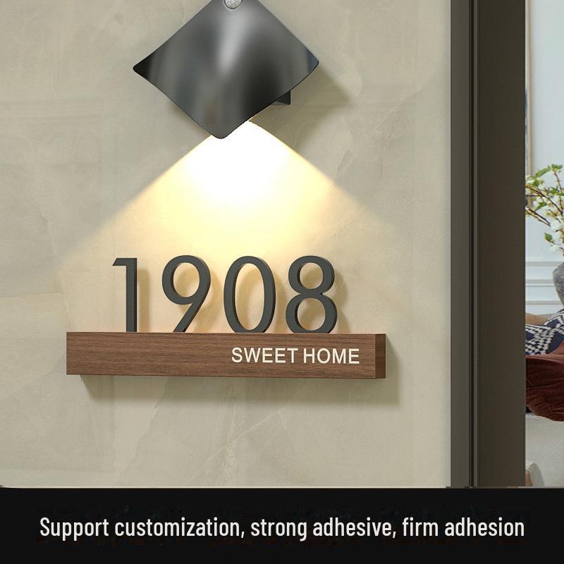 Креативная табличка с номером дома из цельного дерева и акрила — без перфорации, легкая роскошь для жилых домов и отелей