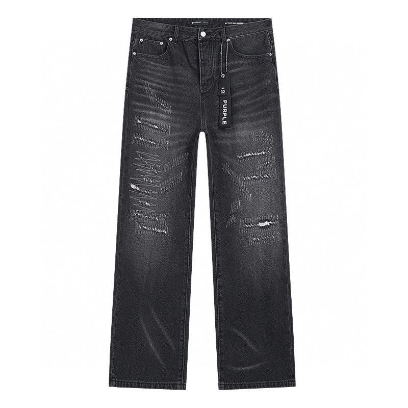 Jeans Retro Vintage Straight Legs Ripped Denim Pants Trousers High Street Washed Casual Trendy