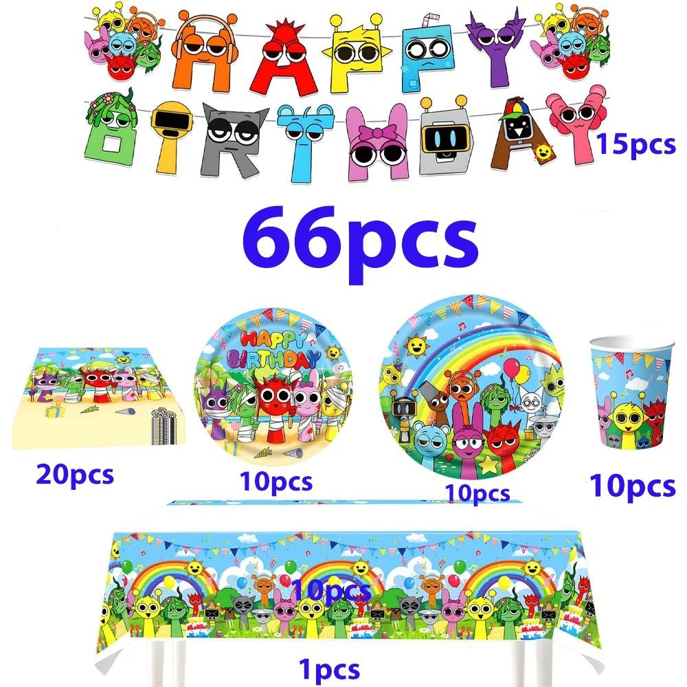 Cartoon Sprunki Birthday Party Decoration Sprunki Game Set Tableware Tablecloth Paper Cup Plate Party Decoration Supplies Gift