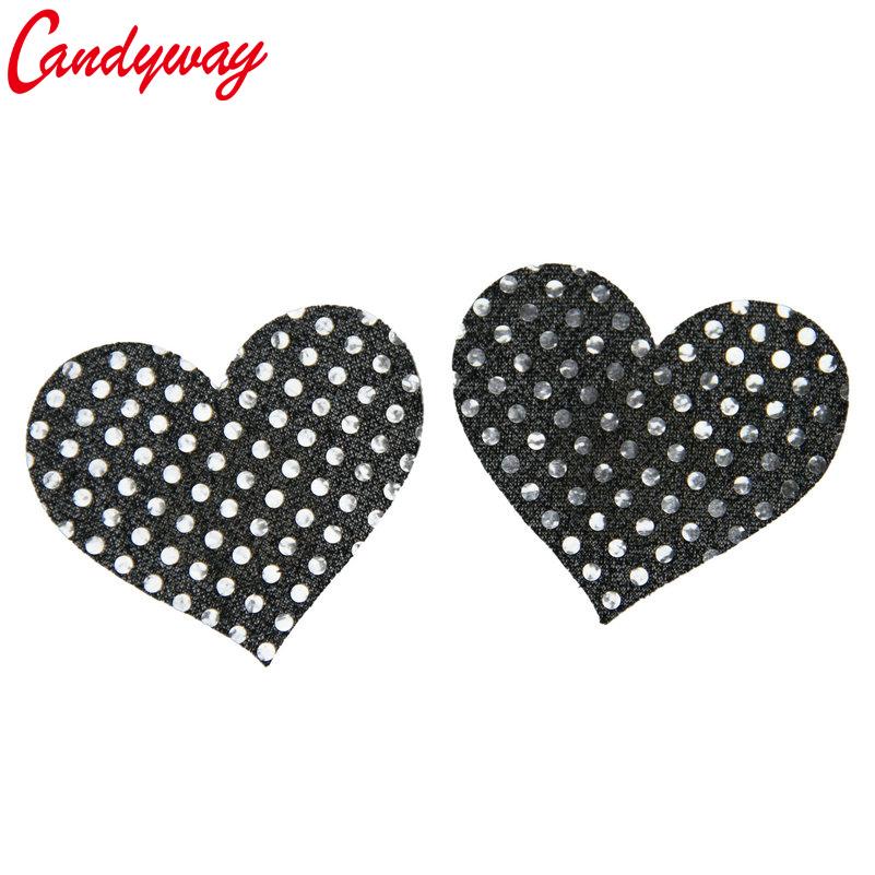 3pair Sparkly Nipple Pasties Sequin Breast Adhesive Sexy Women Milk Glitter Heart Nipple Pasties Self-Adhesive Polka Dot Heart