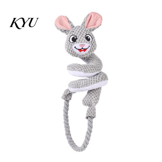 Plush Squeaky Toys with Rattle Paper Dog Tug Rope Toy, Cute Fox Rabbit Chew Toy Crinkle Paper, Interactive for Bonding Pets Pull Medium Large