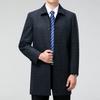 Autumn and Winter New Style Middle-aged Men's Thin Cashmere Windbreaker Mid-length Loose Wool Coat Dad's Buttoned Jacket