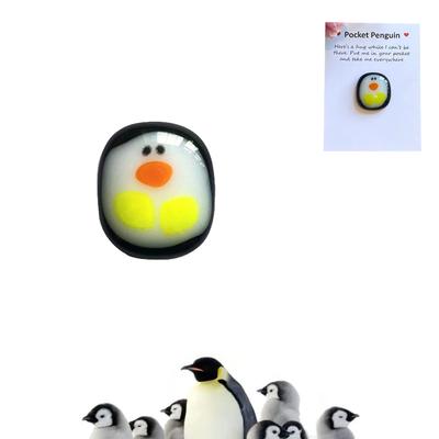 Карманный пингвин, стеклянный пингвин, миниатюрное животное, карманный пингвин, украшение с поздравительной открыткой, милый