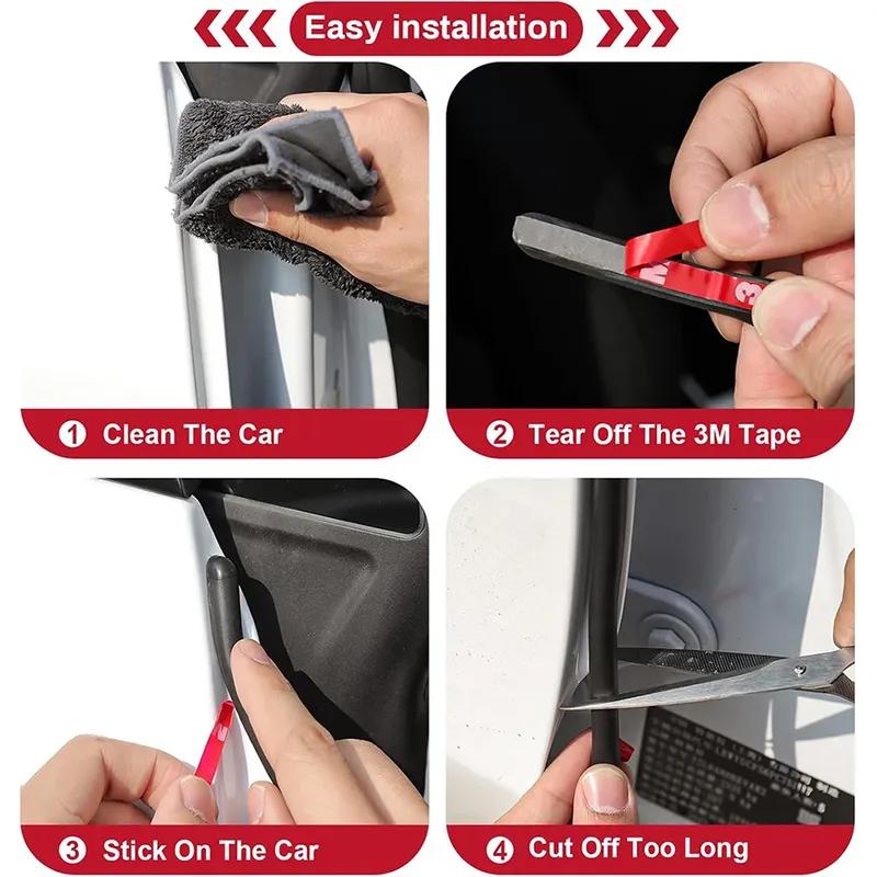 BEVO Door Rubber Seal Soundproof Weather Strip Trim Wind Noise Reduction Kit Accessories for Tesla Model Y S X Model 3 Highland