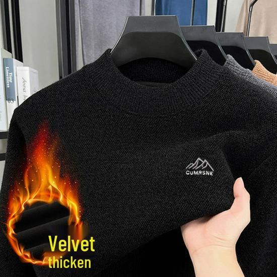 Men's Velvet Thick Winter Knit Chenille High-Collar Sweater