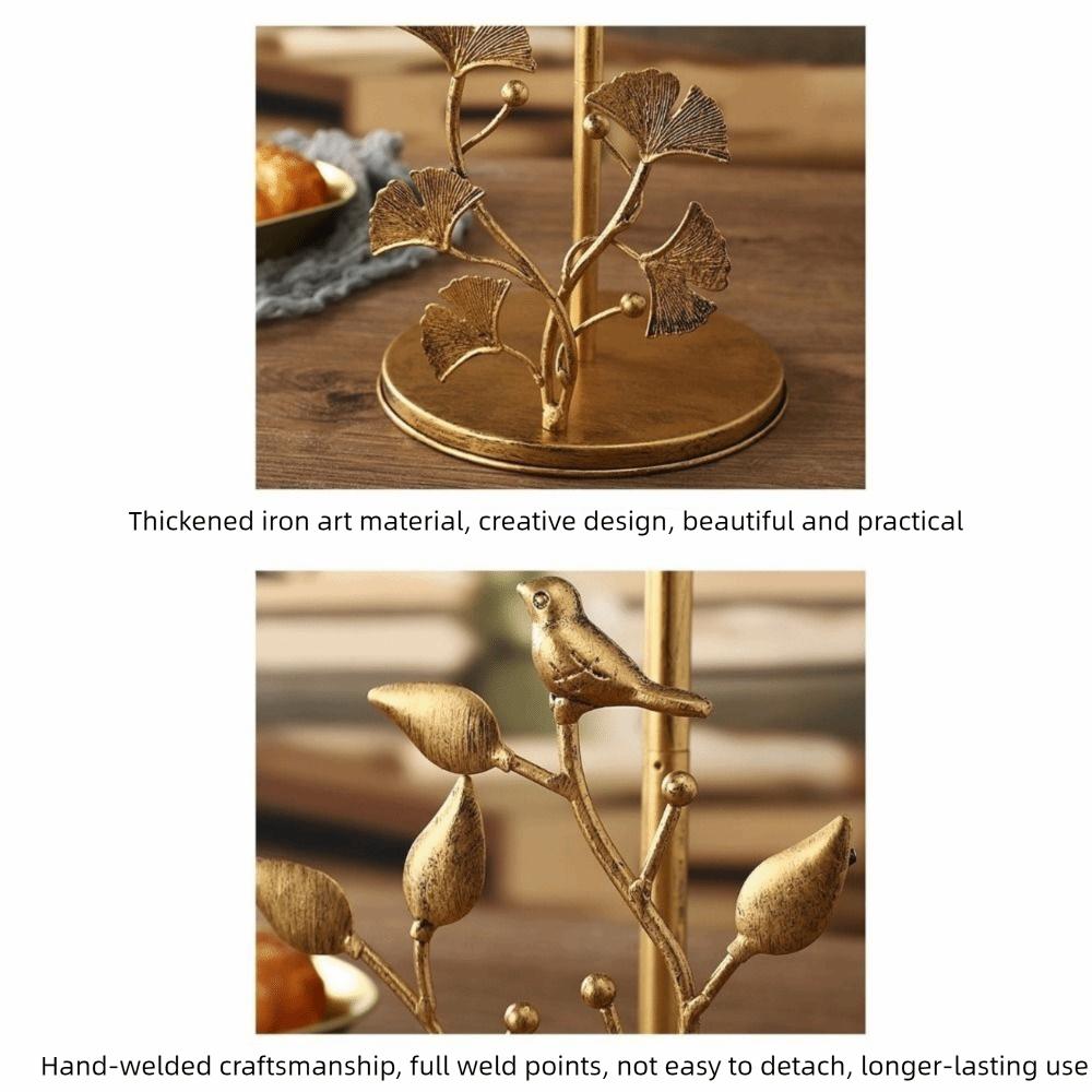 Rose Shaped Roll Paper Towel Holder Ginkgo Leaf Tissue Stand Tissue Storage Rack for Kitchen