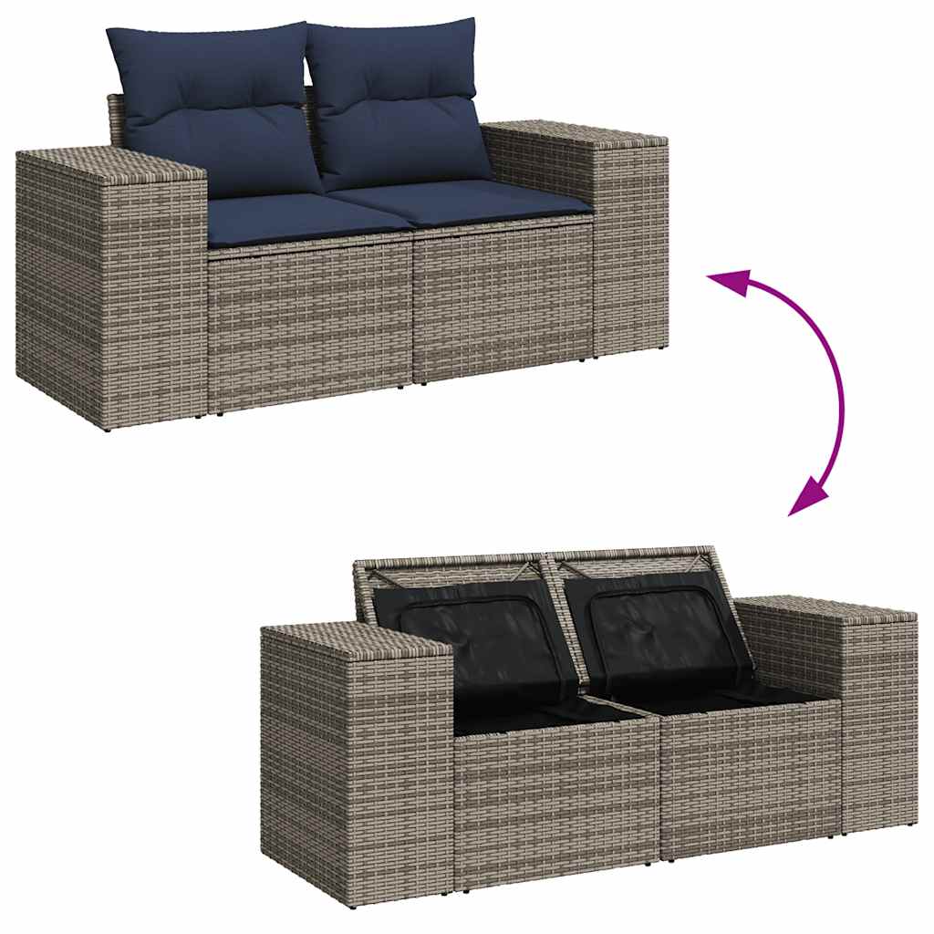 4 piece garden sofa set with cushions grey poly rattan