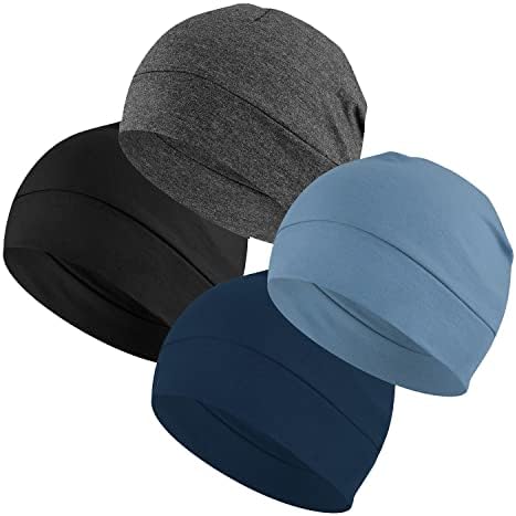 Headshion 2 шт. Легкая шапка 100% хлопок Шапки для сна с 3D вышивкой Черепа Шапочки для мужчин и женщин Дышащая подкладка под шлем
