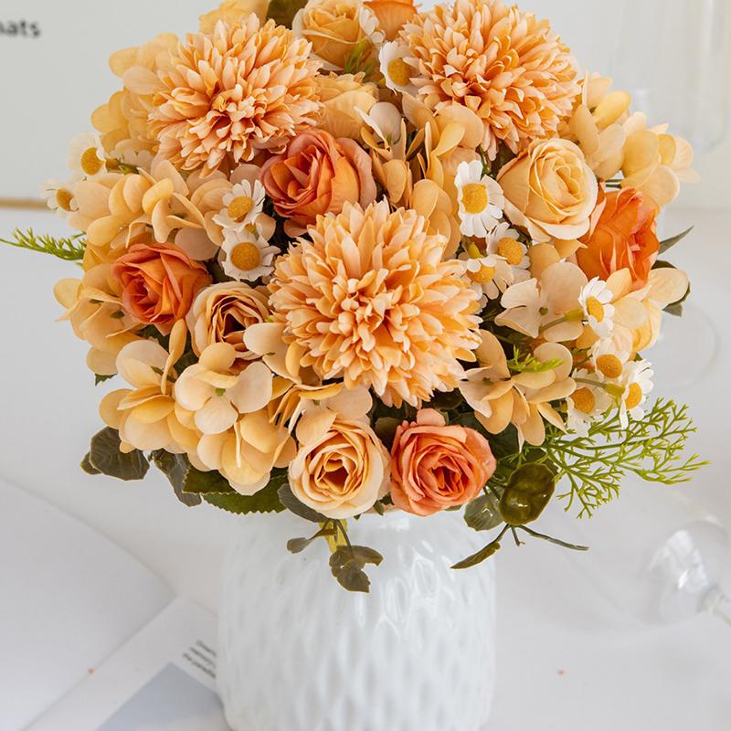 1 шт. Искусственные цветы Свадьба Дом Спальня Украшение Свадебный букет Сад Поддельная шелковая ромашка