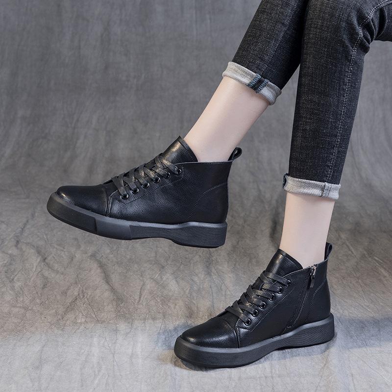 Большие женские 2024 новые винтажные мягкие подошвы на плоской подошве удобные весенне-осенние одинарные ботинки короткие ботинки зимние плюшевые хлопковые туфли