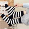 Female Autumn and Winter Velvet Thickened Floor Sleeping Moon Stripes In The Tube Pile Socks