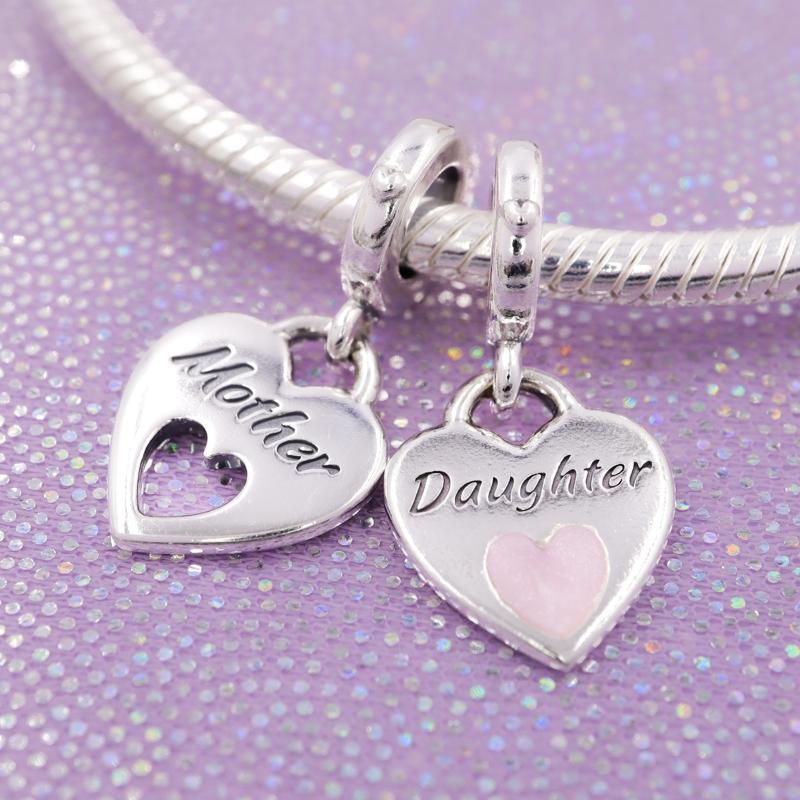 Аксессуары ко Дню матери, стерлингового серебра 925 пробы, бусины, подвески в форме сердца для мамы, подходят оригинальные браслеты, женские ювелирные изделия, подарок