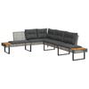 L shaped Garden Sofa with Cushions Grey Poly Rattan and Acacia