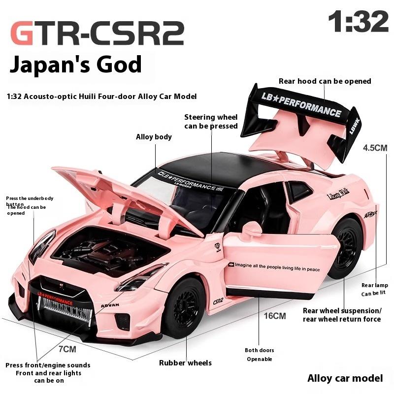 1/32 Scale Skyline Nissan GTR-CSR2 Alloy Sports Car Diecast Metal Model Collect Hobby Model Ornaments Gift for Friend Boys Display