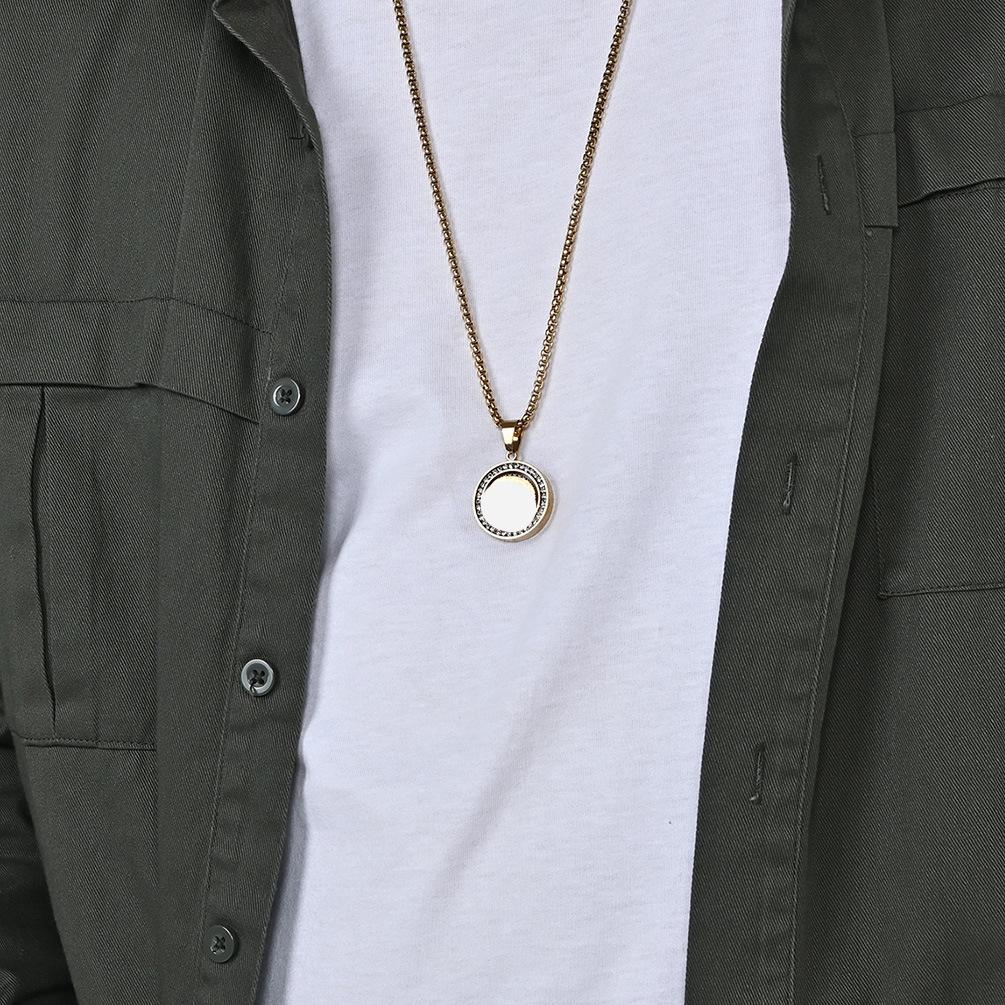 Вращающееся круглое ожерелье с персонализированной подвеской из нержавеющей стали