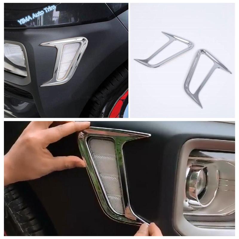 ABS Bright Car Front Side Position Light Lamp Protector Decor Frame Cover Trim For Hyundai Kona 2018 - Exterior Accessories