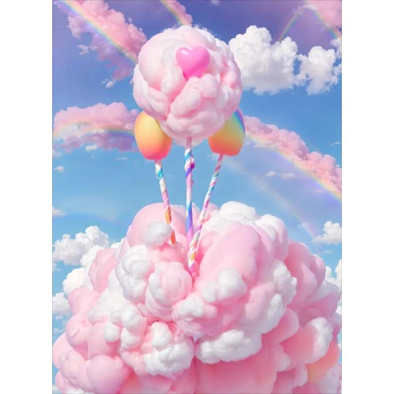 Colored Cotton Candy Rainbow Love Heart Posters Prints Canvas Printing Wall Art Picture for Girl Room Dessert Shop Decor Gifts