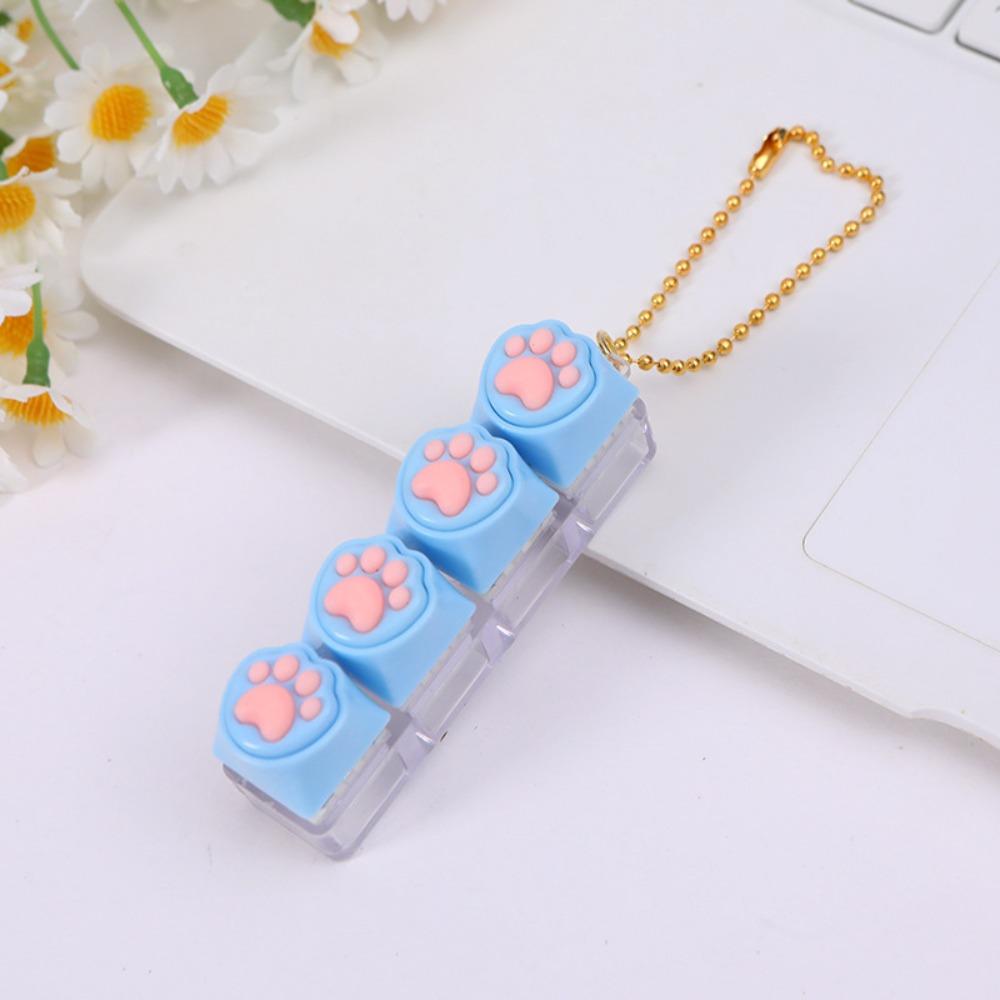 DIY Keyboard Fidget Keychain Keys Button Pinch Toy Portable Finger Keyboard Cap Pass Time