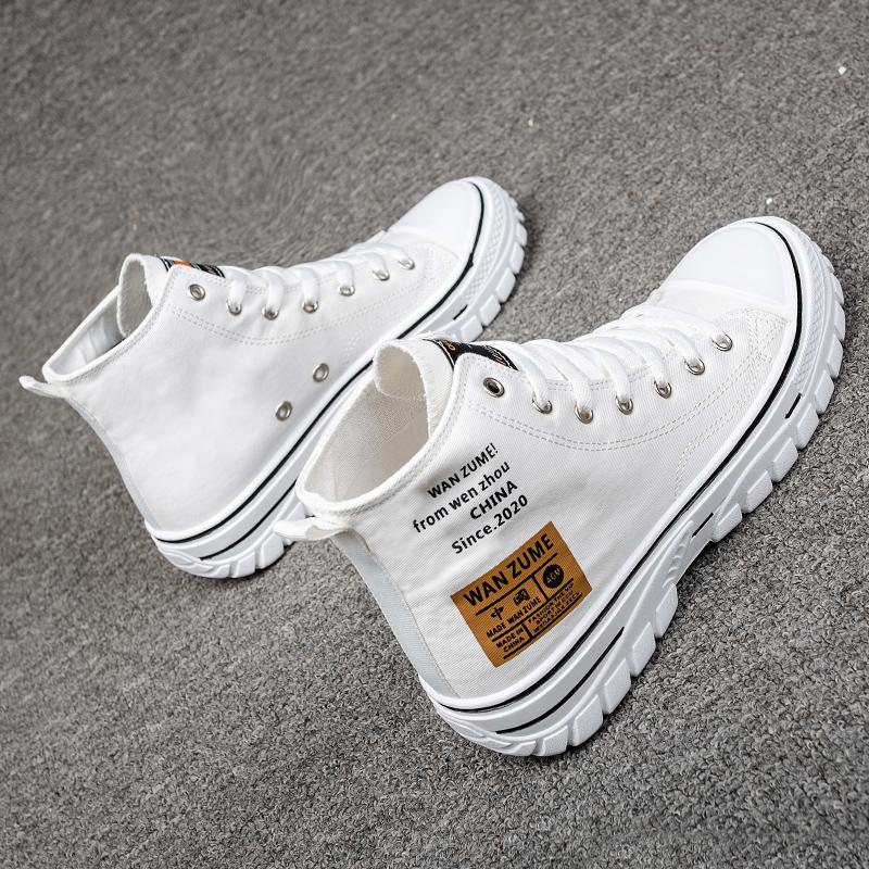 Модные мужские трендовые парусиновые туфли с высоким берцем. Мужская повседневная крутая обувь в уличном стиле. Кроссовки в стиле хип-хоп для подростков.