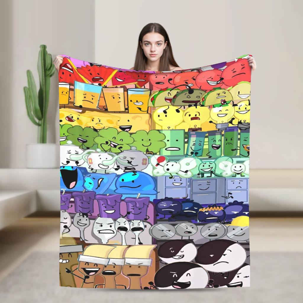 Cartoon Blankets Bfdi Flannel Funny Warm Throw Blanket for Home Autumn/Winter